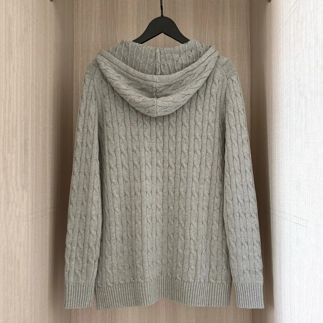 P216 RALPH LAUREN Ralph Lauren six-color classic small label embroidery hooded long-sleeved pullover knitted sweater tops for men and women six colors Color: White Yellow Gray Brown Navy Black Size: S M L XL Material: Cotton Weight: 800g
